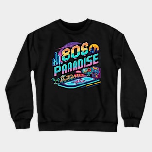 Funny Pixel Art Paradise 80's Retro Crewneck Sweatshirt